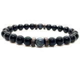 Men Bracelet Natural Moonstone Bead, Lava Stone.