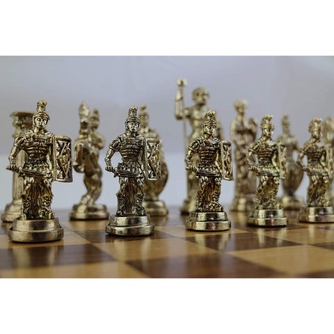 (Only Chess Pieces) Historical Handmade Rome Figures Metal Chess Pieces Big Size King 11cm (Board is Not Included).