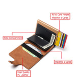 Casual Card Holder Hasp Protector Smart Card Case Metal RFID Aluminum Box Slim Men and Women ID Holder PU Leather