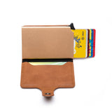 Casual Card Holder Hasp Protector Smart Card Case Metal RFID Aluminum Box Slim Men and Women ID Holder PU Leather