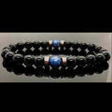 Men Bracelet Natural Moonstone Bead, Lava Stone.