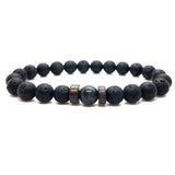 Men Bracelet Natural Moonstone Bead, Lava Stone.