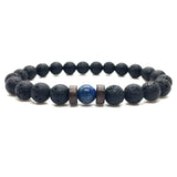 Men Bracelet Natural Moonstone Bead, Lava Stone.