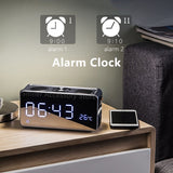 Bluetooth Speaker 25W Small Portable Home LED Screen FM Radio Alarm Clock Wireless Stereo HiFi Mic Loudspeaker Bass Subwoofer