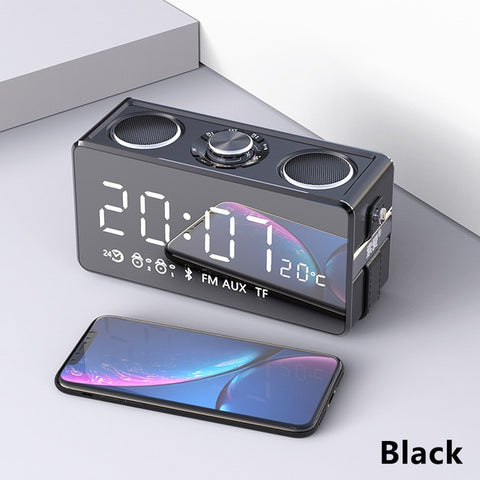 Bluetooth Speaker 25W Small Portable Home LED Screen FM Radio Alarm Clock Wireless Stereo HiFi Mic Loudspeaker Bass Subwoofer
