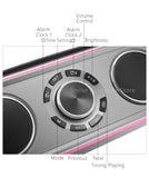 Bluetooth Speaker 25W Small Portable Home LED Screen FM Radio Alarm Clock Wireless Stereo HiFi Mic Loudspeaker Bass Subwoofer