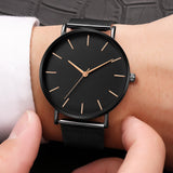 Minimalist Men Fashion Ultra Thin Watches Simple Men Business Stainless Steel