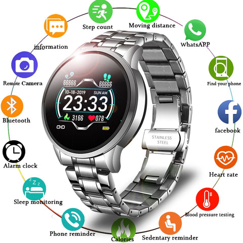 Smart Watch Men Heart Rate Blood Pressure Information Reminder Sport Waterproof Smart Watch for Android IOS Phone