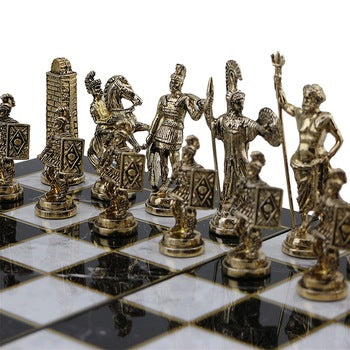 (Only Chess Pieces) Historical Rome Figures Metal Chess Pieces Medium Size King 7 cm (Board is not Included).
