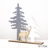 Natural Xmas Elk Wood Craft Christmas Tree Ornament Noel Christmas Decoration for Home Wooden