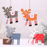 Natural Xmas Elk Wood Craft Christmas Tree Ornament Noel Christmas Decoration for Home Wooden
