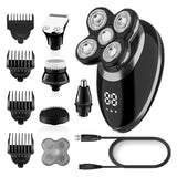 Skull shaver for men beard hair trimmer electric razor rechargeable bald shaving machine LCD display grooming kit