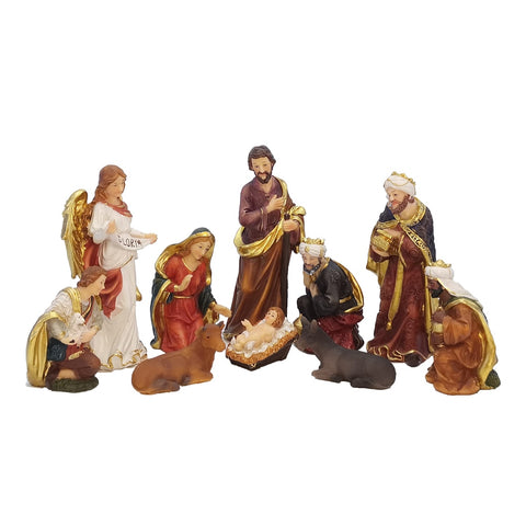 Zayton Statue Nativity Scene Set Christmas Crib Figurines Baby Jesus Manger Miniatures Ornament Church Catholic