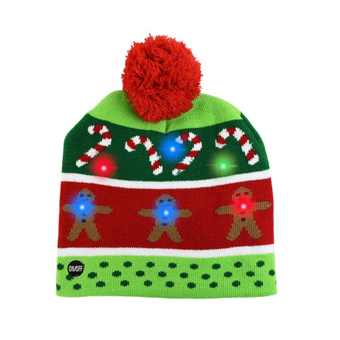 LED Christmas Hat Sweater Knitted Beanie Christmas Light Up Knitted Hat Christmas Gift for Kids