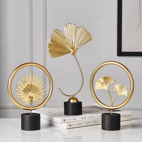 Creative Gold home decoration accessories modern flowers ornaments miniature metal