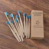 New design mixed color bamboo toothbrush Eco Friendly wooden Tooth Brush Soft bristle Tip Charcoal adults oral care toothbrush