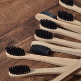 New design mixed color bamboo toothbrush Eco Friendly wooden Tooth Brush Soft bristle Tip Charcoal adults oral care toothbrush