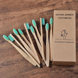 New design mixed color bamboo toothbrush Eco Friendly wooden Tooth Brush Soft bristle Tip Charcoal adults oral care toothbrush