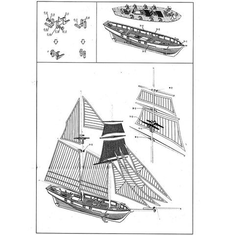 Wooden Assembly Sailing Ship Model 3D Designer Classic Sailing Boat Laser Cutting Process
