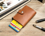 Casual Card Holder Hasp Protector Smart Card Case Metal RFID Aluminum Box Slim Men and Women ID Holder PU Leather