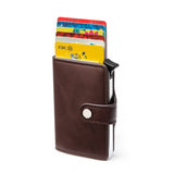 Casual Card Holder Hasp Protector Smart Card Case Metal RFID Aluminum Box Slim Men and Women ID Holder PU Leather