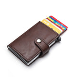 Casual Card Holder Hasp Protector Smart Card Case Metal RFID Aluminum Box Slim Men and Women ID Holder PU Leather