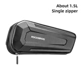 ROCKBROS Hard Shell Bicycle Bag MTB Road Bike Bag Carbon Pattern Waterproof Top Tube Bag Cycling Saddle Bag 1.5L High Capacity