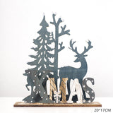 Natural Xmas Elk Wood Craft Christmas Tree Ornament Noel Christmas Decoration for Home Wooden