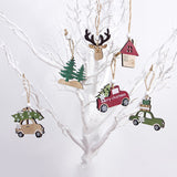 Natural Xmas Elk Wood Craft Christmas Tree Ornament Noel Christmas Decoration for Home Wooden