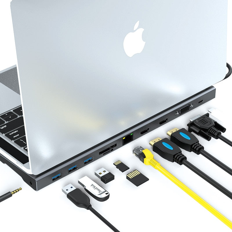 Type C hub to Multi USB 3.0 HDMI VGA Adapter Dock  Accessories USB C Type C 3.1 Splitter for MacBook Pro Laptop docking station