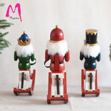 Wooden crafts horse riding 30cm nutcracker king and soldier modeling puppet statue home decoration