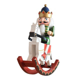 Wooden crafts horse riding 30cm nutcracker king and soldier modeling puppet statue home decoration