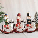 Wooden crafts horse riding 30cm nutcracker king and soldier modeling puppet statue home decoration
