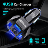 USLION 4 Ports USB Car Charge 48W Quick 7A Mini Fast Charging For iPhone 11 Xiaomi Huawei Mobile Phone Charger Adapter in Car