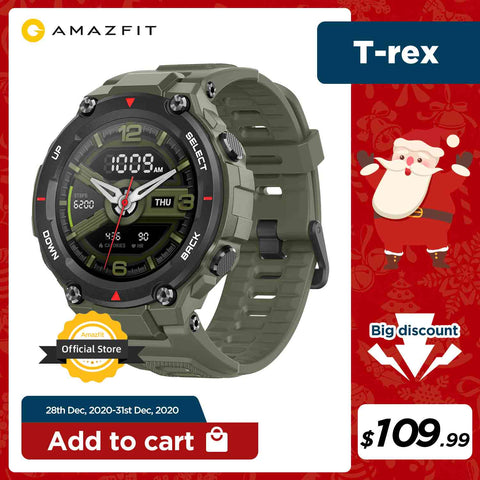 Amazfit T-rex T rex Smartwatch 5ATM 14 Sports Modes Smart Watch GPS/GLONASS MIL-STD for iOS Android phone