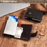 Vintage RFID Blocking Money Wallet Automatic Pop-up Credit Card Case Business Purse Cash Coin Pocket for Men