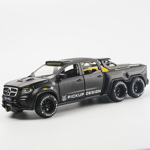 Simulation Alloy Car Modle BENZXCLASS EXY 6X6 Pickup 1/28 Metal Toy Car Sound Light Pull Back Model