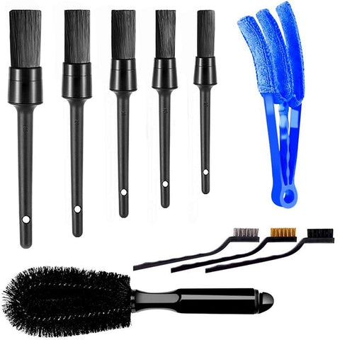 10pcs Auto Car Detailing Brush Set Car Interior Cleaning Kit Interior Dashboard Engines Leather Wheel Cleaning Brush