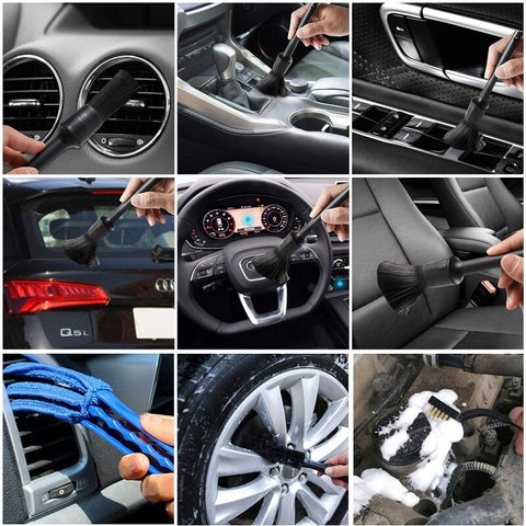10pcs Auto Car Detailing Brush Set Car Interior Cleaning Kit Interior Dashboard Engines Leather Wheel Cleaning Brush