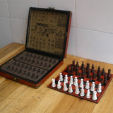 New Antique Chess Set of Chess Wooden Coffee Table Antique Miniature Chess Board Chess Pieces Move Box Set Retro Style lifelike