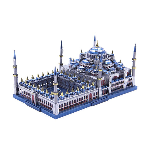 Microworld Models Blue mosque model DIY laser cutting Jigsaw puzzle building model 3D metal Puzzle