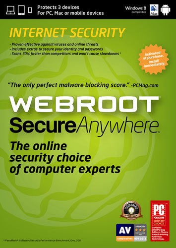 Webroot SecureAnywhere Internet Security 2013 (3-Device) (1-Year Subscription) - Mac/Windows Digital  Version